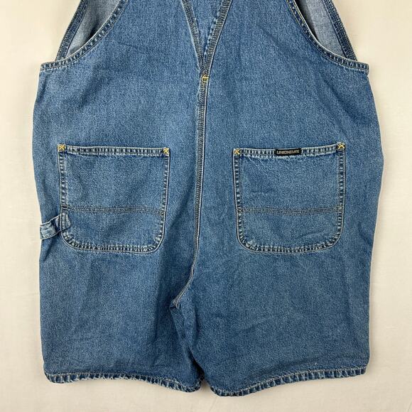 Unionbay Denim Shortalls Bibs Blue 8" Inseam Vintage Y2K Women's Size L - Picture 7 of 9